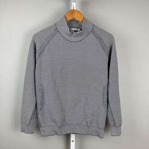 Peter Millar Hepburn Stripe‎ Sport Turtleneck Sweater Womens Large Navy White